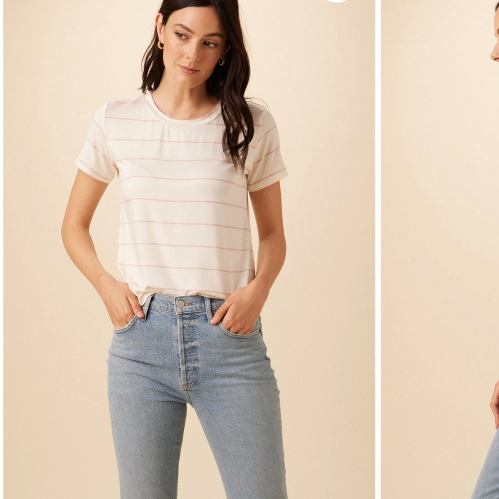 Berkeley Dream Knit Tee in Havana Stripe Rose